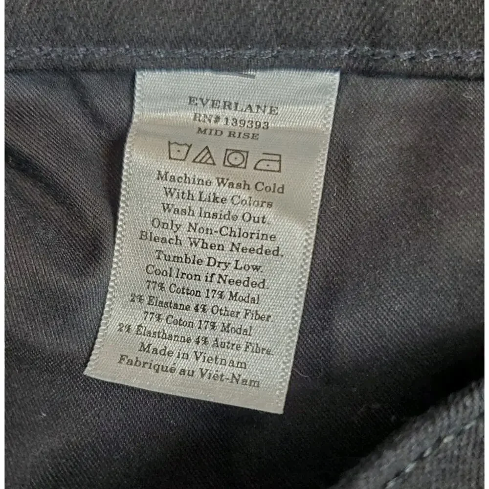 EVERLANE Womens 27 Jeans The Mid Rise Skinny Stretch‎ Black Cotton Eco-friendly
